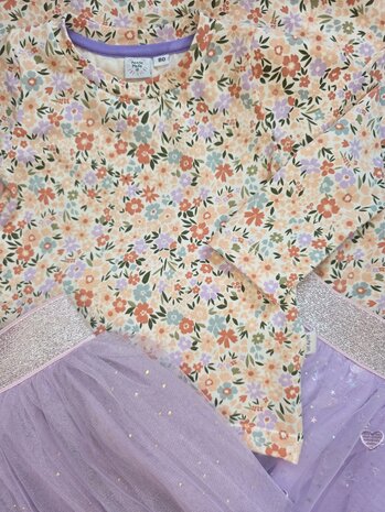 tule rokjes lila met bloemen shirts - gemaakt door mbym.sewing - kickenstoffen