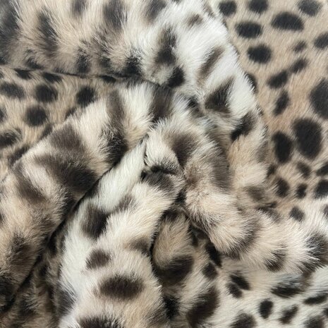 beige (kiezel) taupe zwart Cheetah print imitatie bont