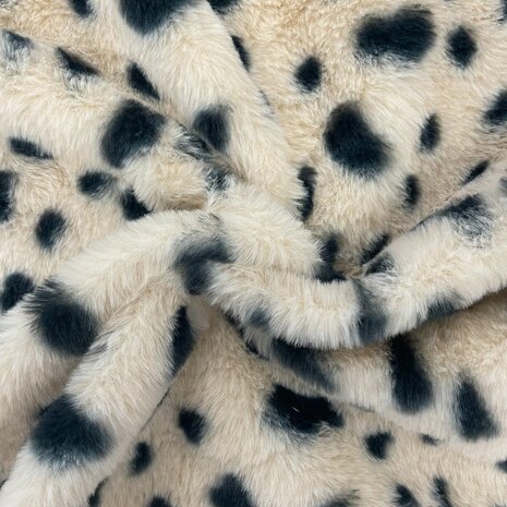imitatie bont - fake fur jachtluipaard print - painted dots KicKenStoffen