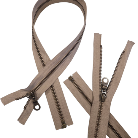 brons deelbare rits 50cm - ykk beige