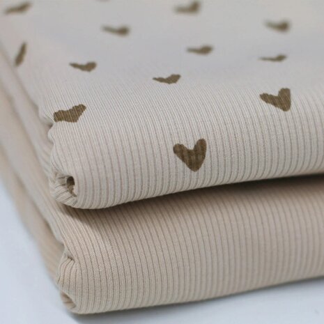 BEEBSbabyrib tricot SOFT kiezel hartjes met effen van KicKenStoffen