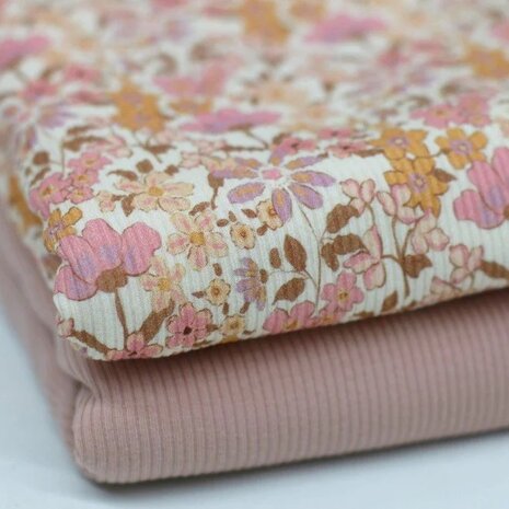 BEEBS weidebloem rib tricot soft van kickenstoffen