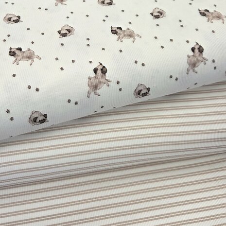 bulletjes hondjes ribtricot en streepjes rib tricot - kickenstoffen