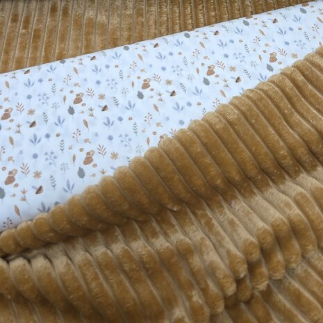 camel minky brede strepen fleece met herfst katoen - kickenstoffen Swessie