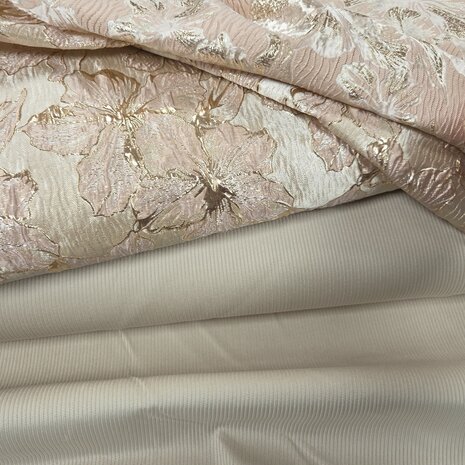 corduroy natural met jacquard bomberjas stof - kickenstoffen