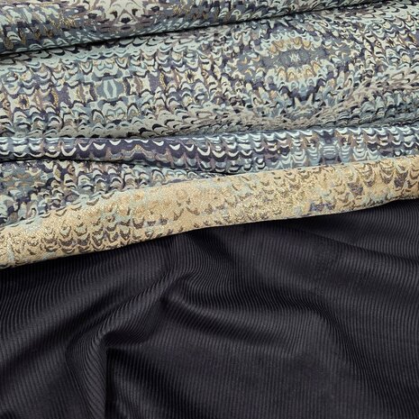corduroy marine met jacquard bomberjas stof - kickenstoffen