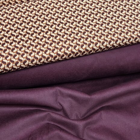corduroy plum met rosella stretch stof 1171204 - kickenstoffen