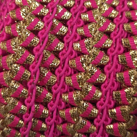 galonband goud fuchsia gevlochten - KickenStoffen