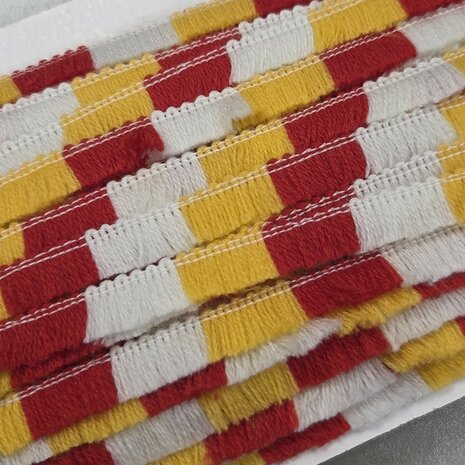 oeteldonk franjes band wit rood geel KicKenStoffen