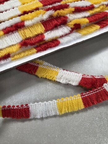 oeteldonk franjes band wit rood geel KicKenStoffen