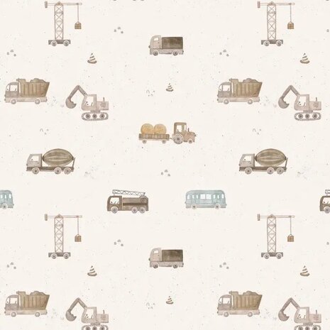 BEEBSpoplin Bouw voertuigen van KicKenStoffen