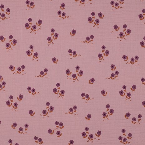 bloemetjes roze hydrofiel van dress estelle uit Poppy 26 - kickenstoffen