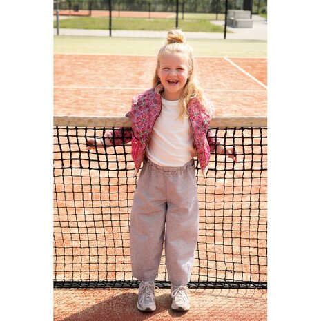 blauw lurex katoenen linnen uit poppy 26 - trousers Alina - kickenstoffen