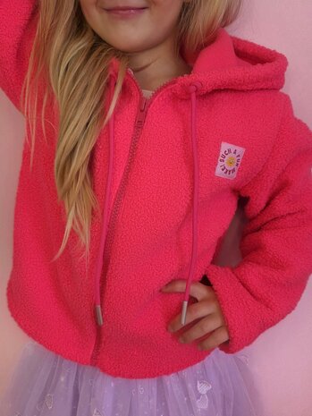 fleece jasjes (junna add on met zakken) neon teddyfleece kickenstoffen - door mbym.sewing