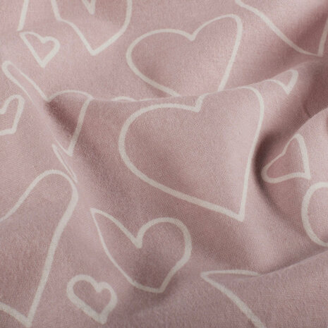 Jursie - roze harten flanel - kickenstoffen