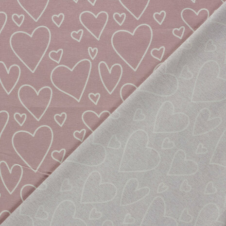 Jursie - roze hartjes flanel - kickenstoffen