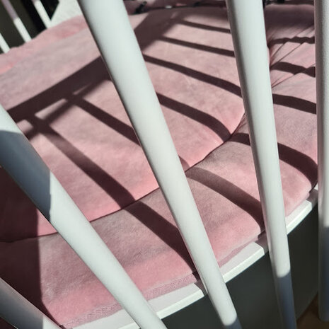 dubbelzijdig boxkleed rond katoenen velvet oud roze licht met katoenen teddy gemaakt door klant KicKenStoffen