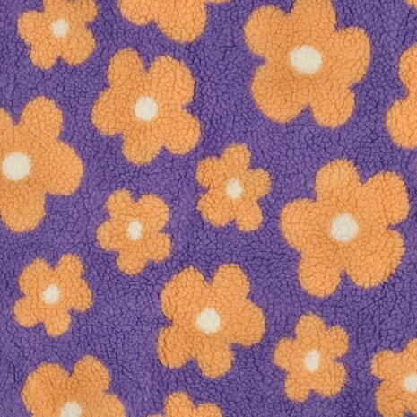 teddy lila oranje bloemen Poppy fabrics 03716. - KicKenStoffen