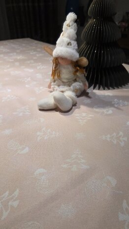 kerstkleed van winterstof damast kickenstoffen - champagne