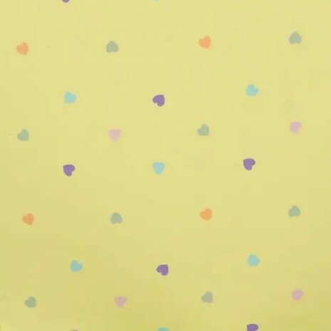 geel met fel gekleurde hartjes tricot - qjutiekids