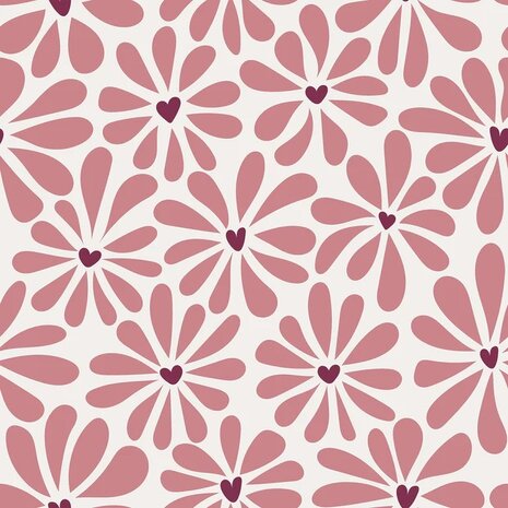 Jursie blush roze bloem met hartjes tricot KicKenStoffen