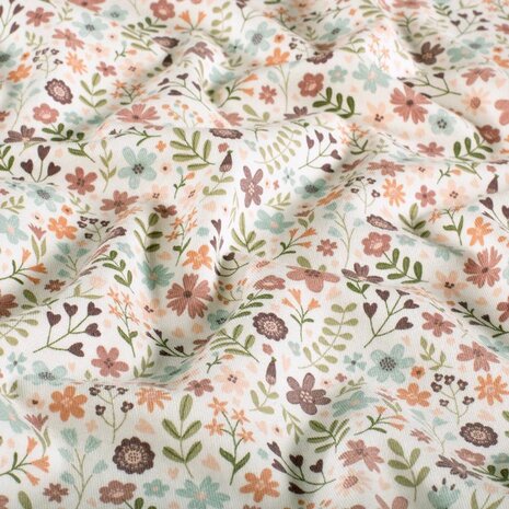 katoenen tricot veldbloemen - Jursie