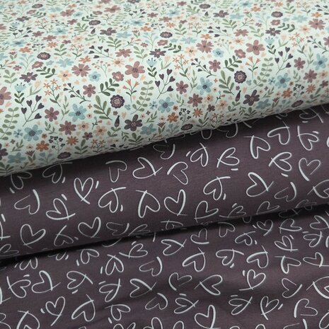 katoenen tricot veld bloemen - Jursie