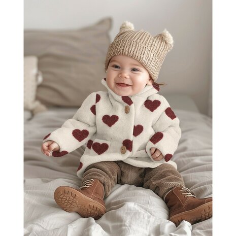 voorbeeld van een  andere teddy stof met harten qborg teddy met mauve harten KicKenStoffen