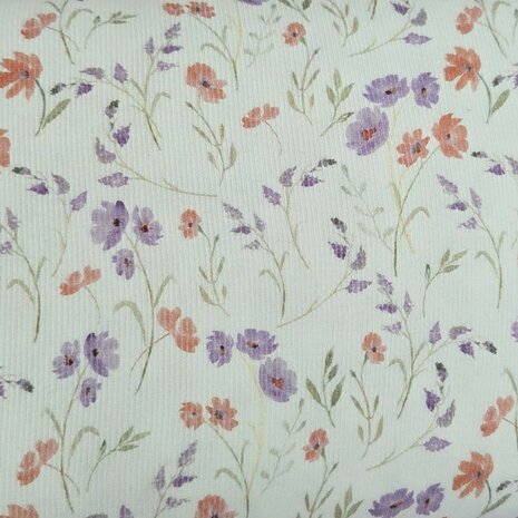 ribtricot wilde bloemen lila