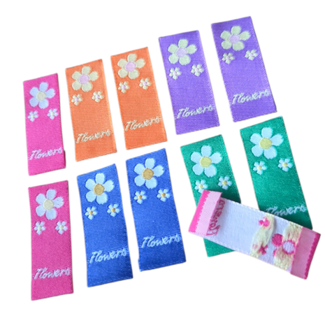 daisy flowers sewing labels kickenstoffen