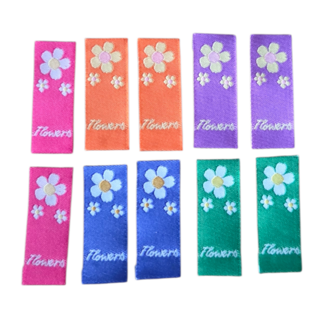 daisy flowers sewing labels kickenstoffen