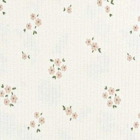 baby rib flowers beige - kickenstoffen