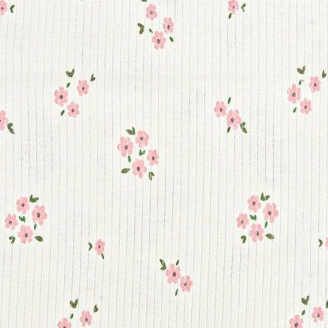 baby rib flowers roze - kickenstoffen