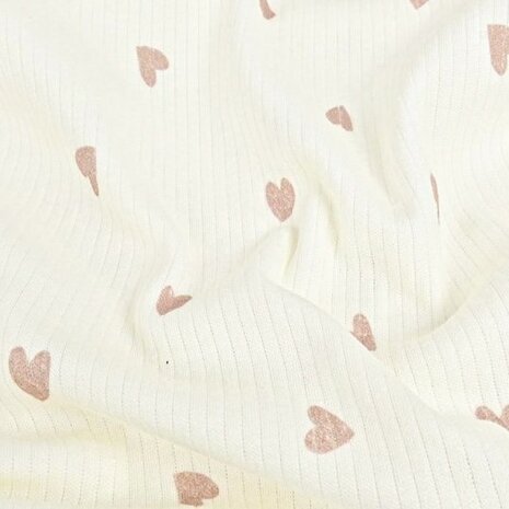 baby rib hartjes beige - kickenstoffen