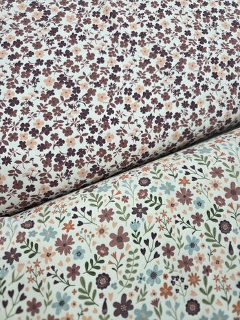 katoenen tricot 2 soorten veldbloemen - Jursie