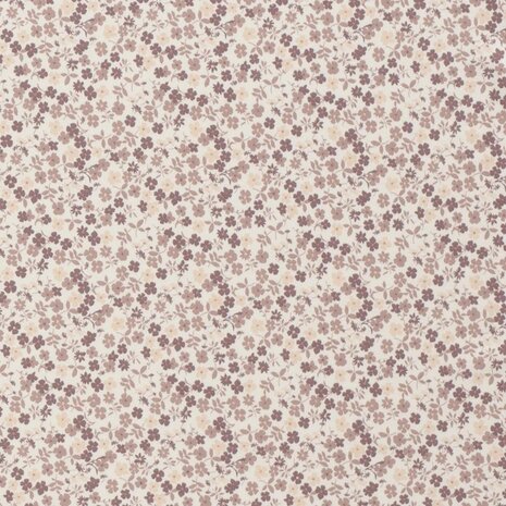 katoenen tricot veldbloemetjes mauve roze - Jursie