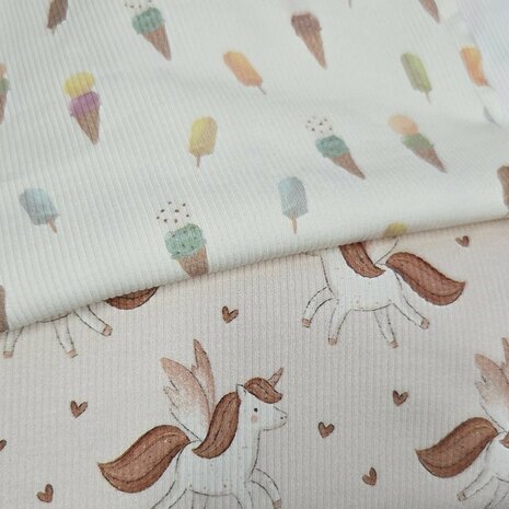 ribtricot soft met digitale kinder prints - Beebsstofjes
