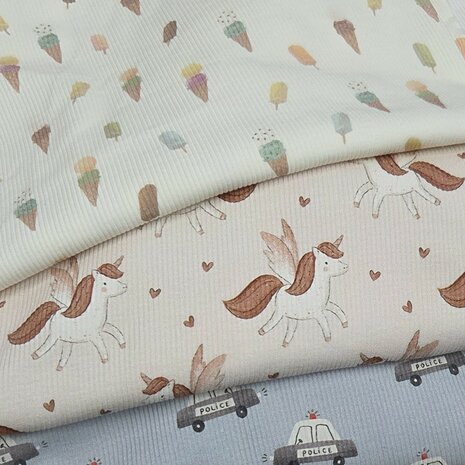 ribtricot soft met digitale kinder prints - Beebsstofjes
