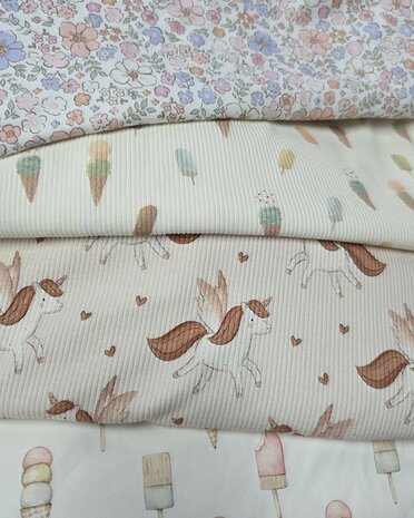 ribtricot soft met digitale kinder prints - Beebsstofjes