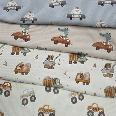 ribtricot soft met digitale kinder prints - Beebsstofjes