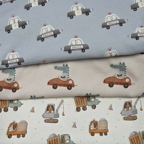 ribtricot soft met digitale kinder prints - Beebsstofjes