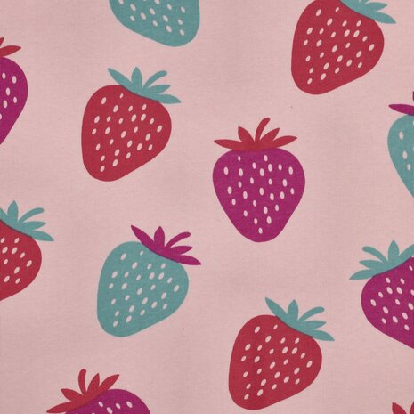 dikke joggingstof met aardbeien Poppy 07184.047