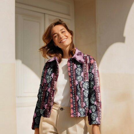 gestepte stof aubergine poppy 07831.001