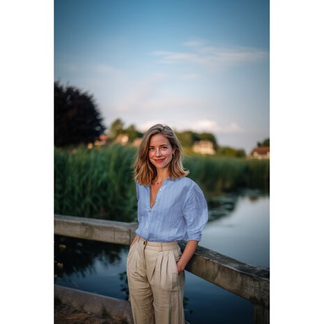 blue silver cotton voile lurex stripes