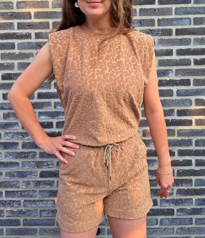 panter badstof tricot short Lola en top Jules beletoile - stof kickenstoffen - gemaakt door mbym.sewing