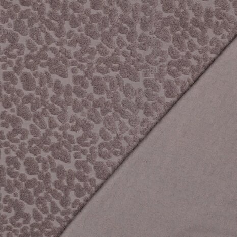 badstof tricot dierenvacht giraf panter mauve KicKenStoffen