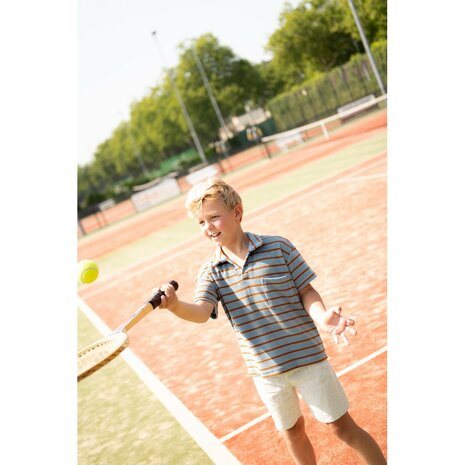 badstof tricot met strepen uit Poppy 26 Polo Jules - kickenstoffen blauw