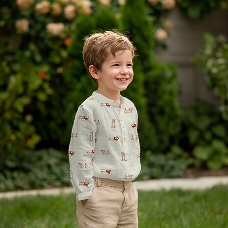 double gauze embroidery dogs 04536.036