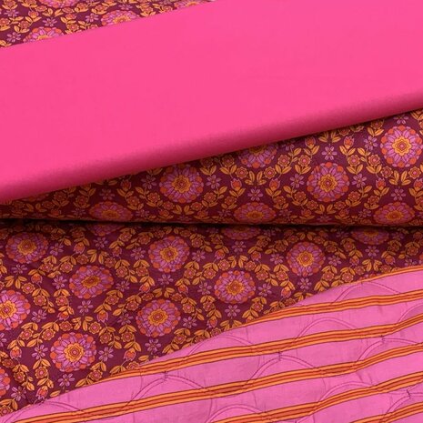 gesteptestof Poppy met uni katoentjes bijpassend