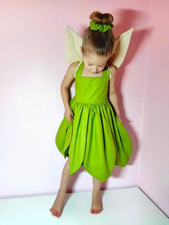 voorbeeld tinkerbel set van lime groene katoen - natural glitterhydrofiel - mbym.sewing 3